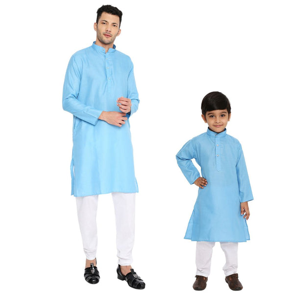 Father & Son Magic Cotton Kurta in Blue