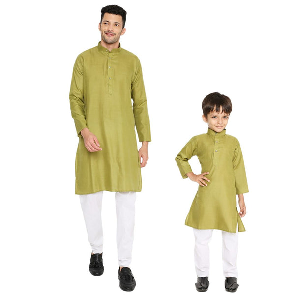 Father & Son Magic Cotton Kurta in Jade Green