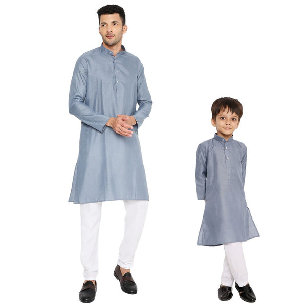 Father & Son Magic Cotton Kurta in Grey