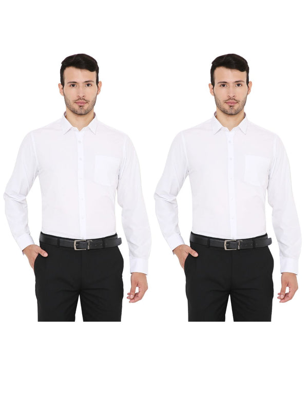 Combo of 2 Solid PolyBlend Slim Fit Formal Shirts