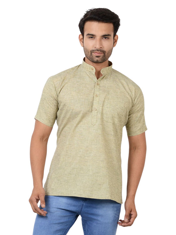 Handloom Cotton Short Kurta in Green