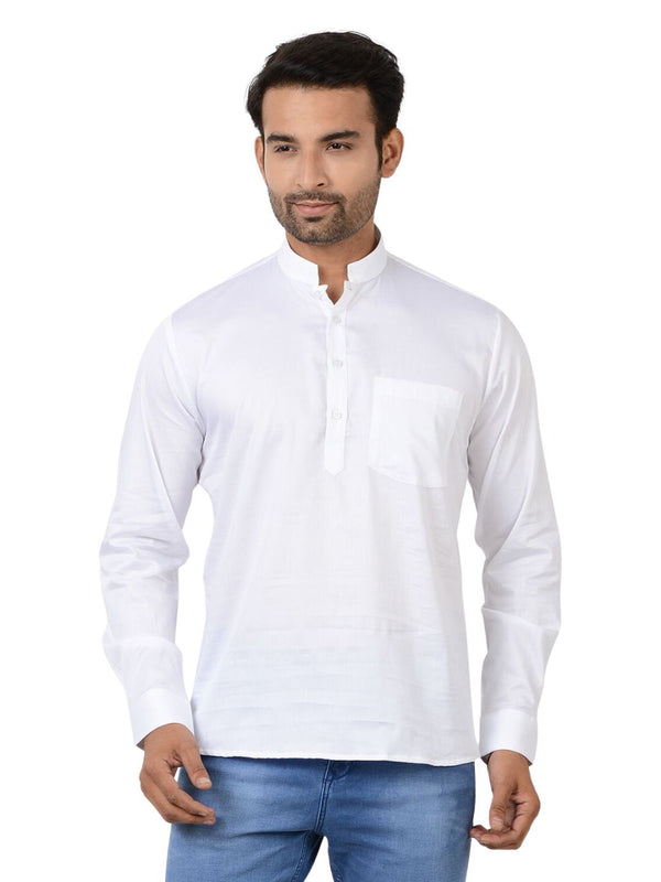 100% Pure Cotton Short Kurta in White