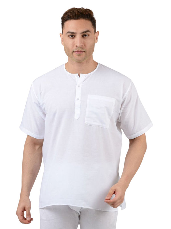 Pure Cotton Short Kurta in White
