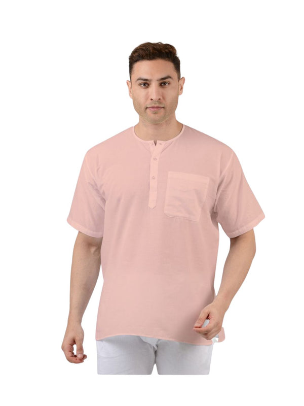 Pure Cotton Short Kurta in Peach