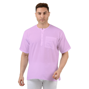 Maharaja Pure Cotton Straight Short Kurta in Pink for Men [MSHK037]