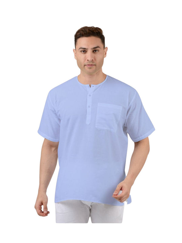 Pure Cotton Short Kurta in Blue