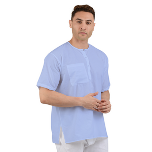 Maharaja Pure Cotton Straight Short Kurta in Blue for Men [MSHK038]