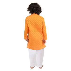 Maharaja Kids Handloom Cotton Kurta Pyjama Set in Orange for Boys  [MSKKP001]