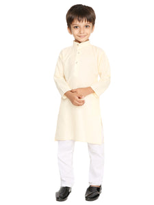 Maharaja Off-White Cotton Blend Kurta Pyjama Set for Boys [MSKKP1103]