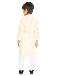Maharaja Off-White Cotton Blend Kurta Pyjama Set for Boys [MSKKP1103]