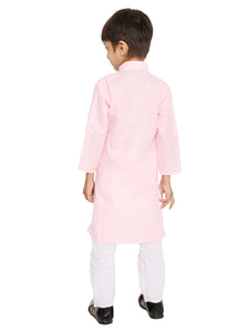 Maharaja Light Pink Cotton Blend Kurta Pyjama Set for Boys [MSKKP1104]