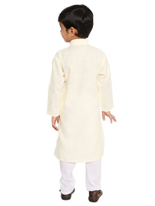 Maharaja Lemon Yellow Cotton Blend Kurta Pyjama Set for Boys [MSKKP1105]