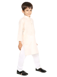 Maharaja Peach Cotton Blend Kurta Pyjama Set for Boys [MSKKP1107]