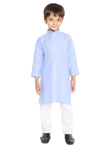 Maharaja Sky Blue Cotton Blend Kurta Pyjama Set for Boys [MSKKP1120]