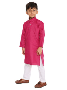 Maharaja Dark Pink Cotton Blend Kurta Pyjama Set for Boys [MSKKP1123]