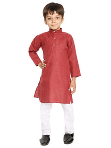 Maharaja Maroon Cotton Blend Kurta Pyjama Set for Boys [MSKKP1128]