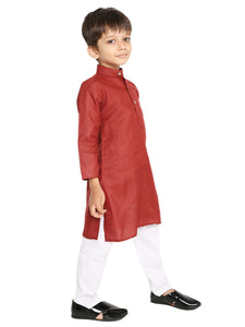 Maharaja Marsala Cotton Blend Kurta Pyjama Set for Boys [MSKKP1131]