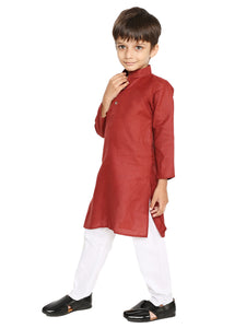 Maharaja Marsala Cotton Blend Kurta Pyjama Set for Boys [MSKKP1131]