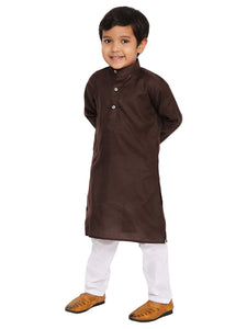 Maharaja Brown Cotton Blend Kurta Pyjama Set for Boys [MSKKP1132]
