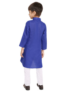 Maharaja Royal Blue Cotton Blend Kurta Pyjama Set for Boys [MSKKP1133]