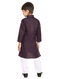Maharaja Plum Cotton Blend Kurta Pyjama Set for Boys [MSKKP1137]
