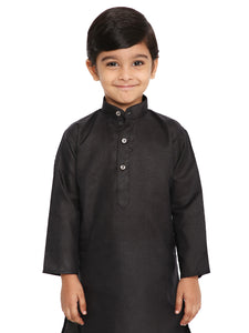 Maharaja Black Cotton Blend Kurta Pyjama Set for Boys [MSKKP1138]