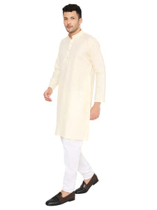 Maharaja Magic Cotton Solid Kurta And Pyjama set in Off-White for Men [MSKP1103]