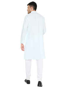 Maharaja Magic Cotton Solid Kurta And Pyjama set in Light Blue for Men [MSKP1106]