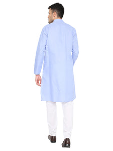 Maharaja Magic Cotton Solid Kurta And Pyjama set in Sky Blue for Men [MSKP1120]