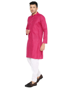 Maharaja Magic Cotton Solid Kurta And Pyjama set in Dark Pink for Men [MSKP1123]