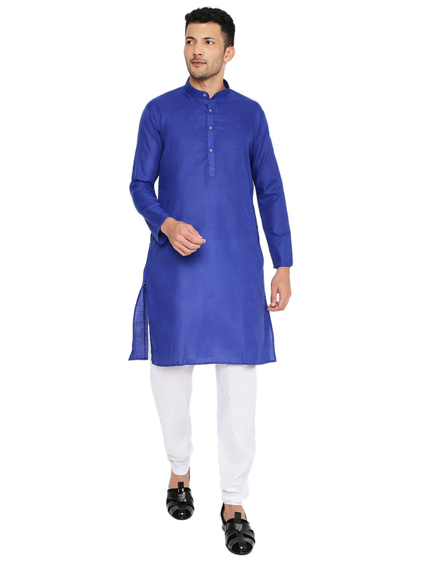 Maharaja Magic Cotton Solid Kurta And Pyjama set in Royal Blue for Men [MSKP1133]