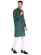 Maharaja Magic Cotton Solid Kurta And Pyjama set in Dark Green for Men [MSKP1134]