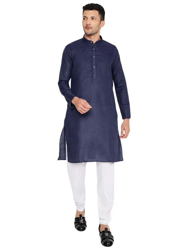 Maharaja Magic Cotton Solid Kurta And Pyjama set in Dark Blue for Men [MSKP1135]