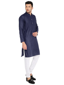 Maharaja Magic Cotton Solid Kurta And Pyjama set in Dark Blue for Men [MSKP1135]