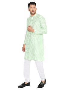 Maharaja Banarasi Silk Kurta in Green for Men [MSKurta1177]