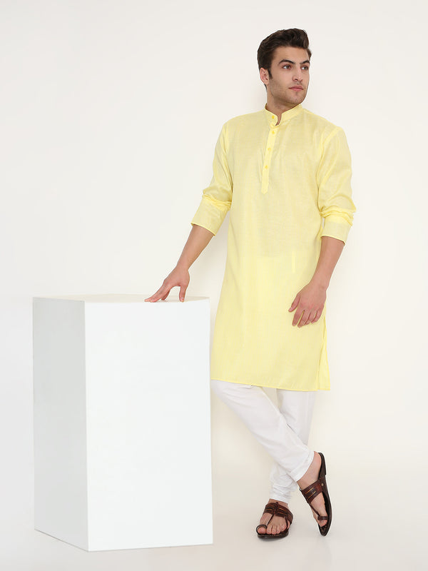 Poly Viscose Shiny Kurta in Yellow