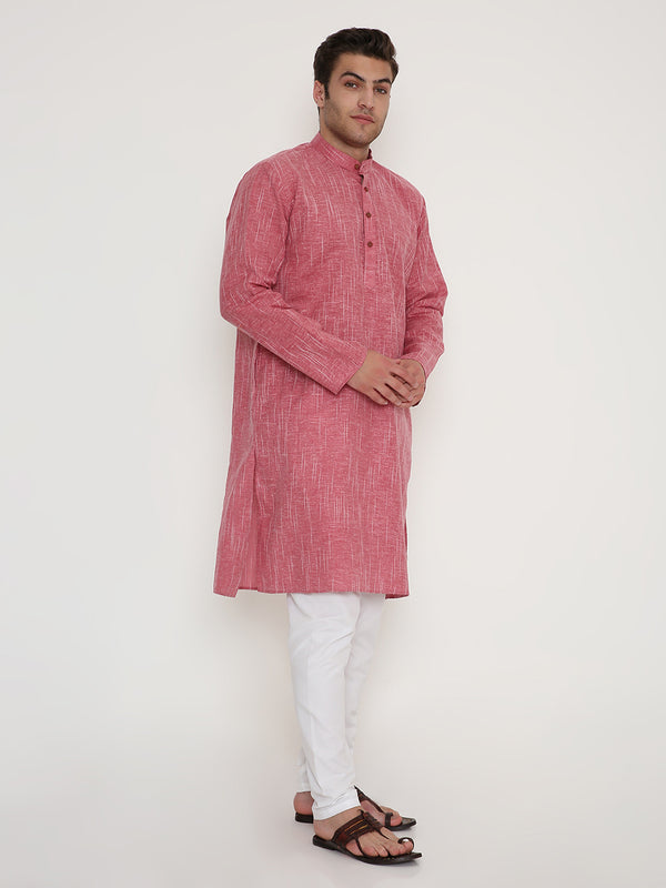 Poly Viscose Regular Fit Kurta in Red