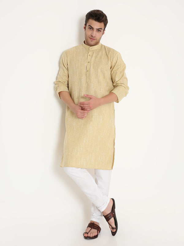 Poly Viscose Regular Fit Kurta in Ocher