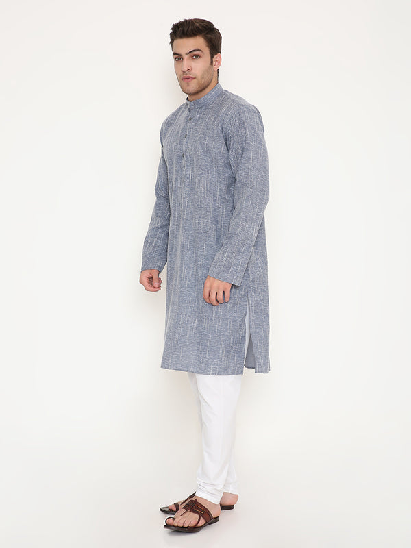 Poly Viscose Regular Fit Kurta in Blue