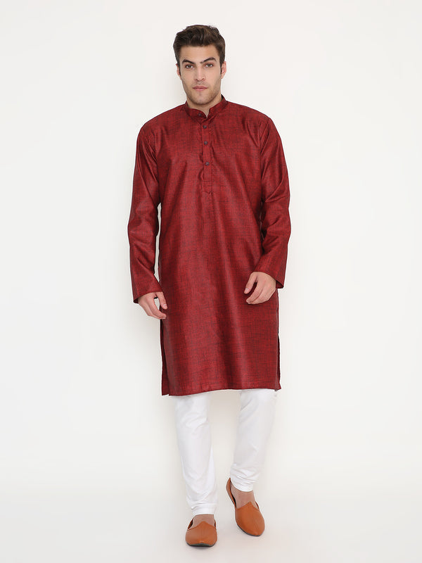 Poly Viscose Regular Fit Kurta in Red