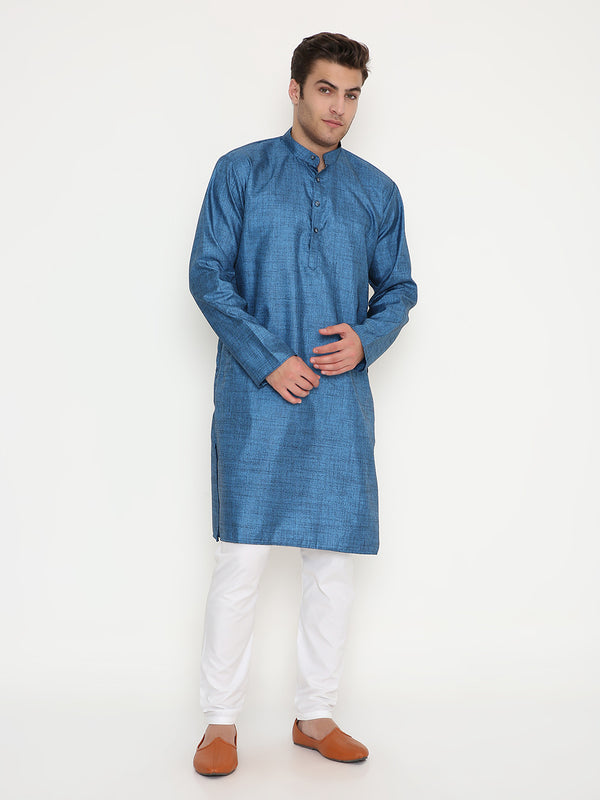 Poly Viscose Regular Fit Kurta in Blue