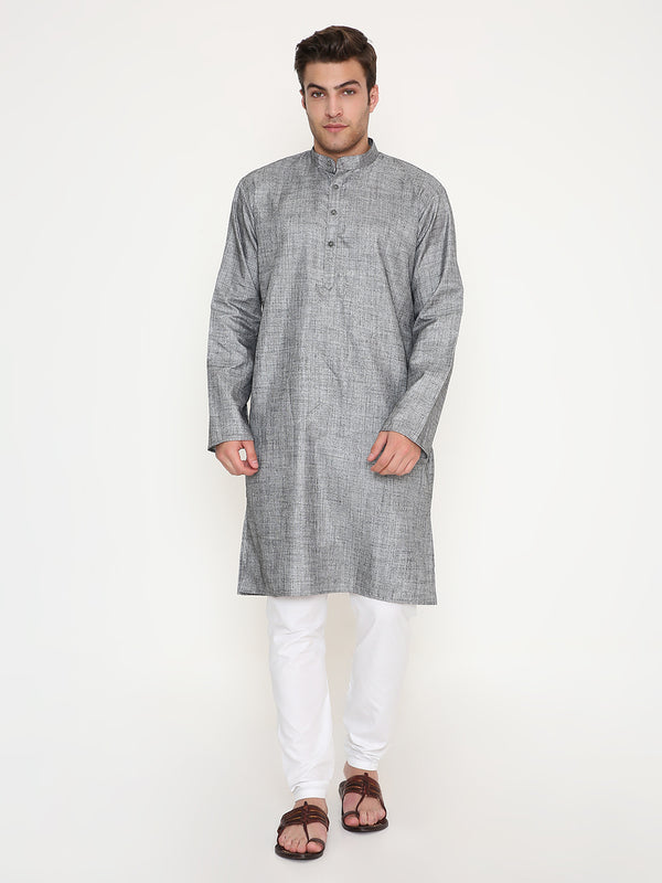 Poly Viscose Regular Fit Kurta in Black