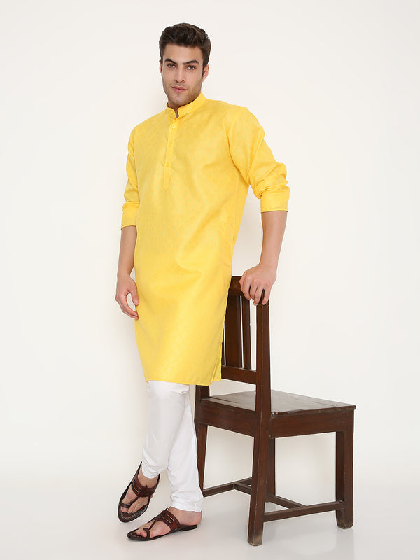 Poly Viscose Regular Fit Kurta in Yellow
