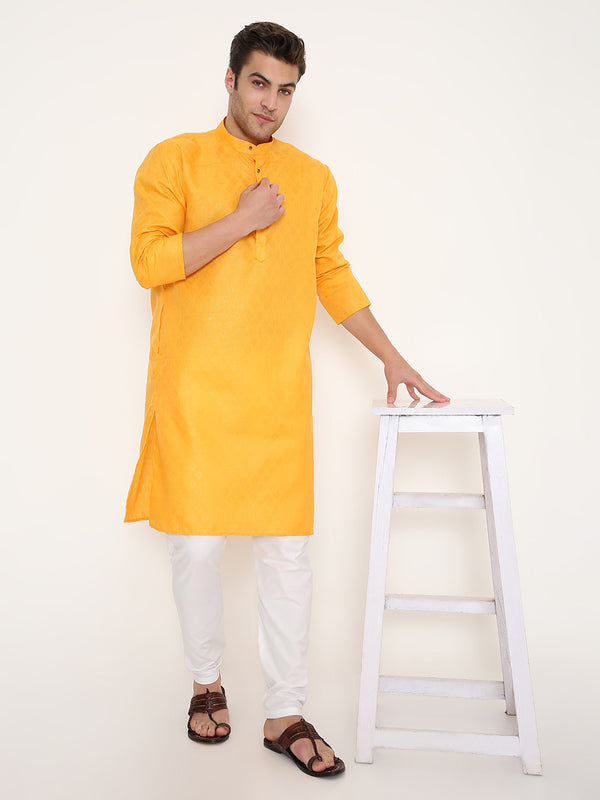 Poly Viscose Regular Fit Kurta in Mustard