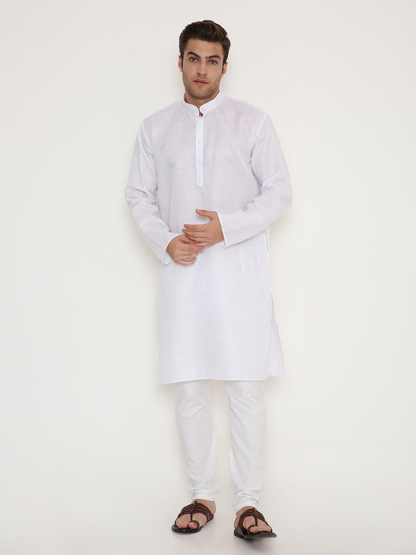 Poly Viscose Regular Fit Kurta in White