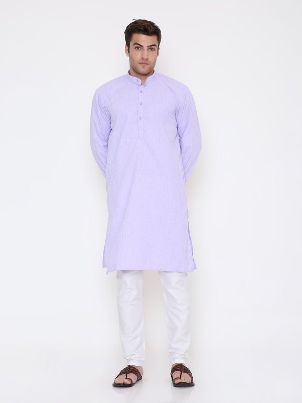Poly Viscose Regular Fit Self Design Kurta in Lavender
