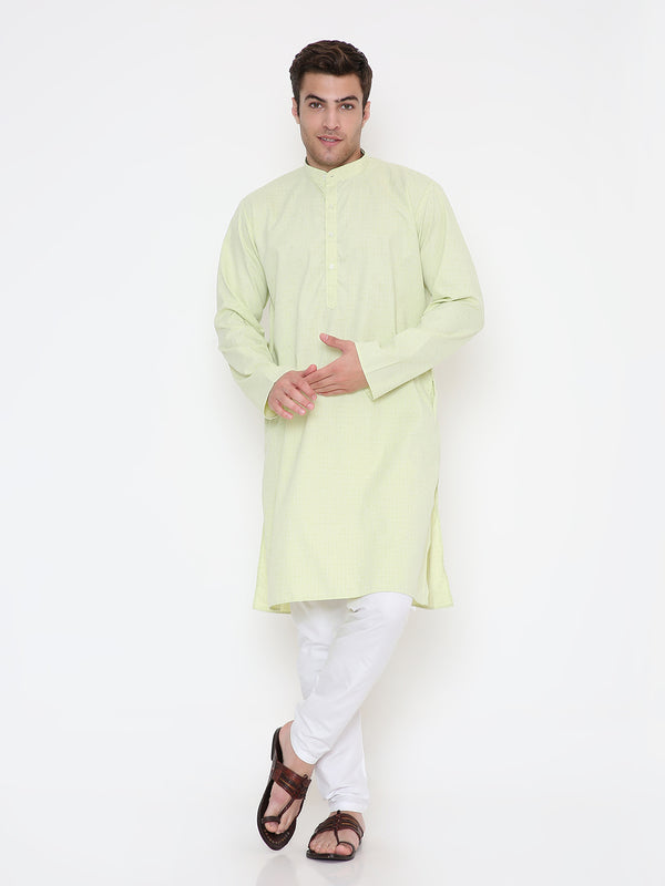 Poly Viscose Regular Fit Self Design Kurta in Mint