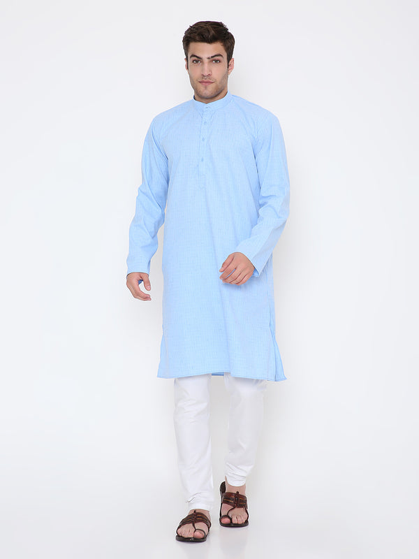 Poly Viscose Regular Fit Self Design Kurta in Blue