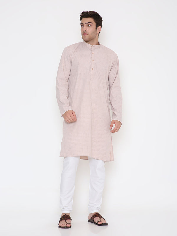 Poly Viscose Regular Fit Self Design Kurta in Onion Pink