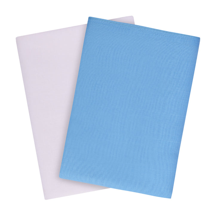 Unstitched Magic Cotton Blue Kurta Fabric Set featuring vibrant blue and white fabric, ideal for custom summer kurta and pyjama tailoring.
